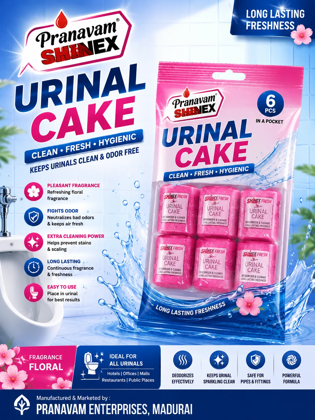 Urinar Cake - 6 Pieces - Shinex - SHINEX - Pranavam Industries